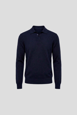 Marineblaues langärmeliges Poloshirt