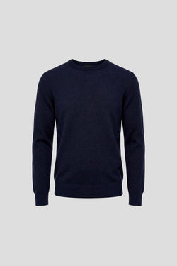 Navy o-neck striktrøje