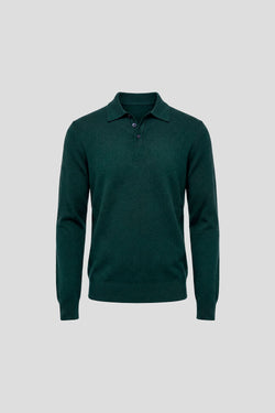Mørkegrøn langærmet polo