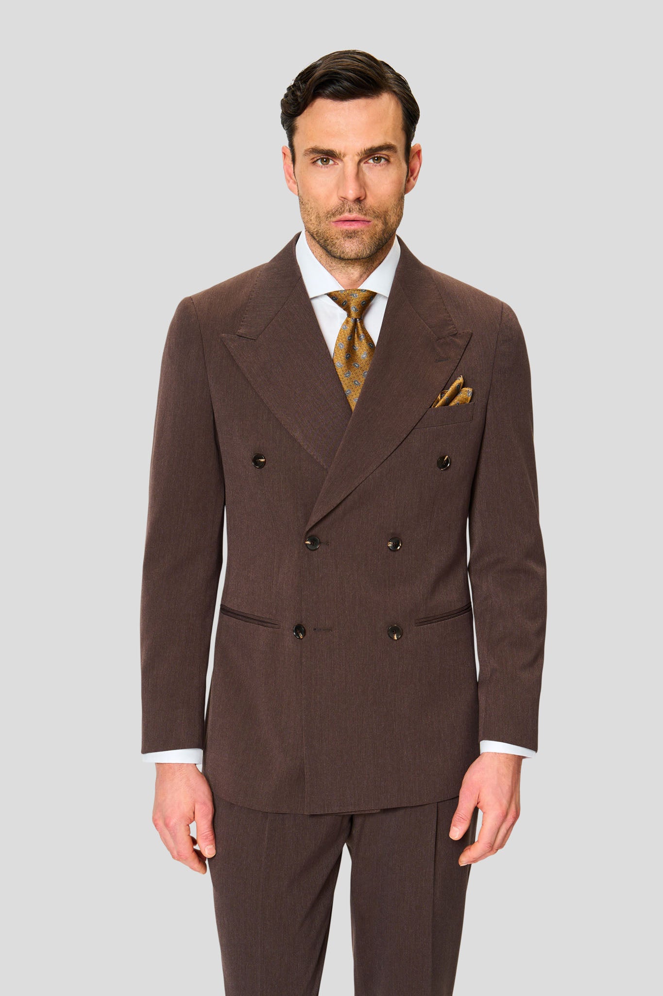 PRESTIGE mørkebrun dobbeltradet blazer MBO