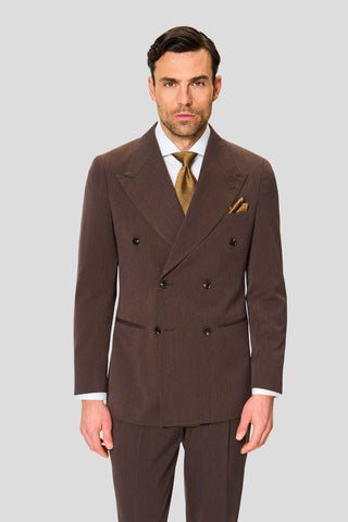 PRESTIGE mørkebrunt dobbeltradet jakkesæt PRESTIGE