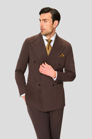 PRESTIGE mørkebrunt dobbeltradet jakkesæt PRESTIGE