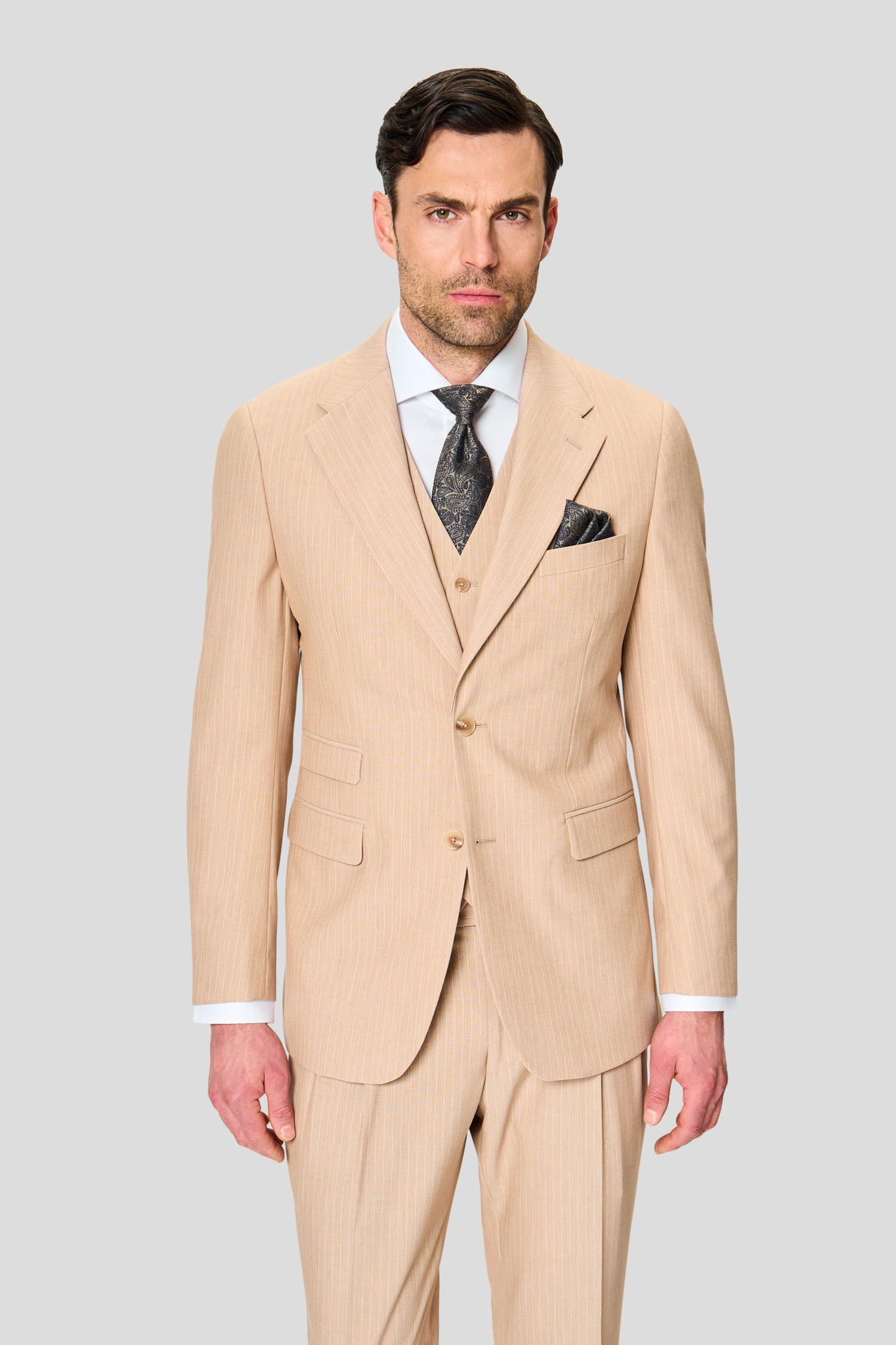 PRESTIGE sand vest med nålestriber MBO