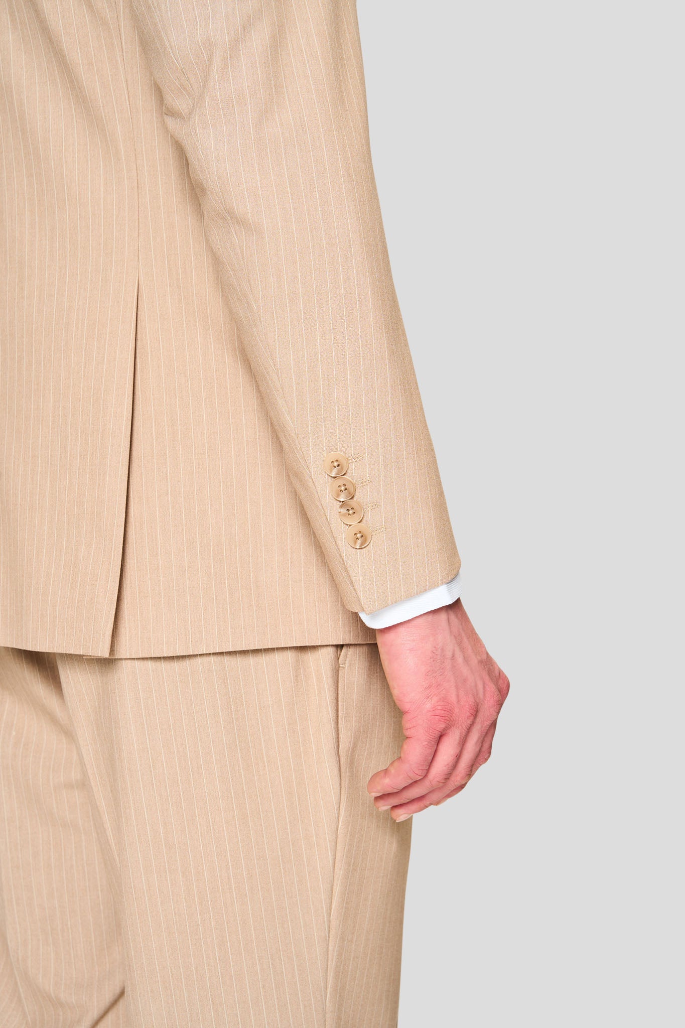 PRESTIGE sand jakkesæt med nålestriber PRESTIGE