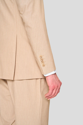 PRESTIGE sand three-piece jakkesæt med nålestriber PRESTIGE