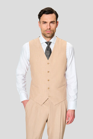 PRESTIGE sand three-piece jakkesæt med nålestriber PRESTIGE