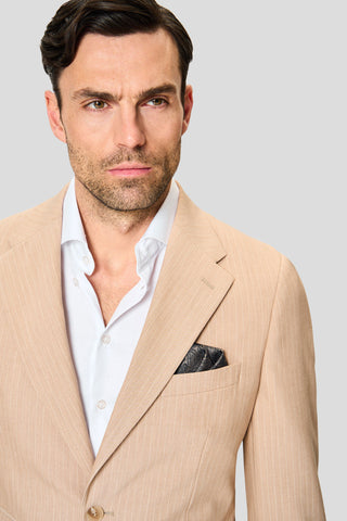 PRESTIGE sand jakkesæt med nålestriber PRESTIGE