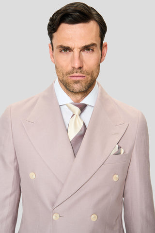 PRESTIGE rosa dobbeltradet hørjakkesæt