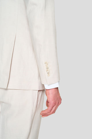 PRESTIGE off-white dobbeltradet hørjakkesæt