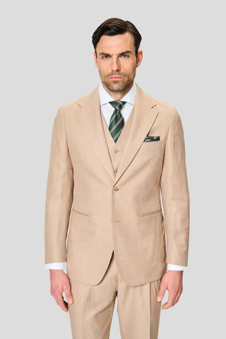 PRESTIGE sand three-piece hørjakkesæt