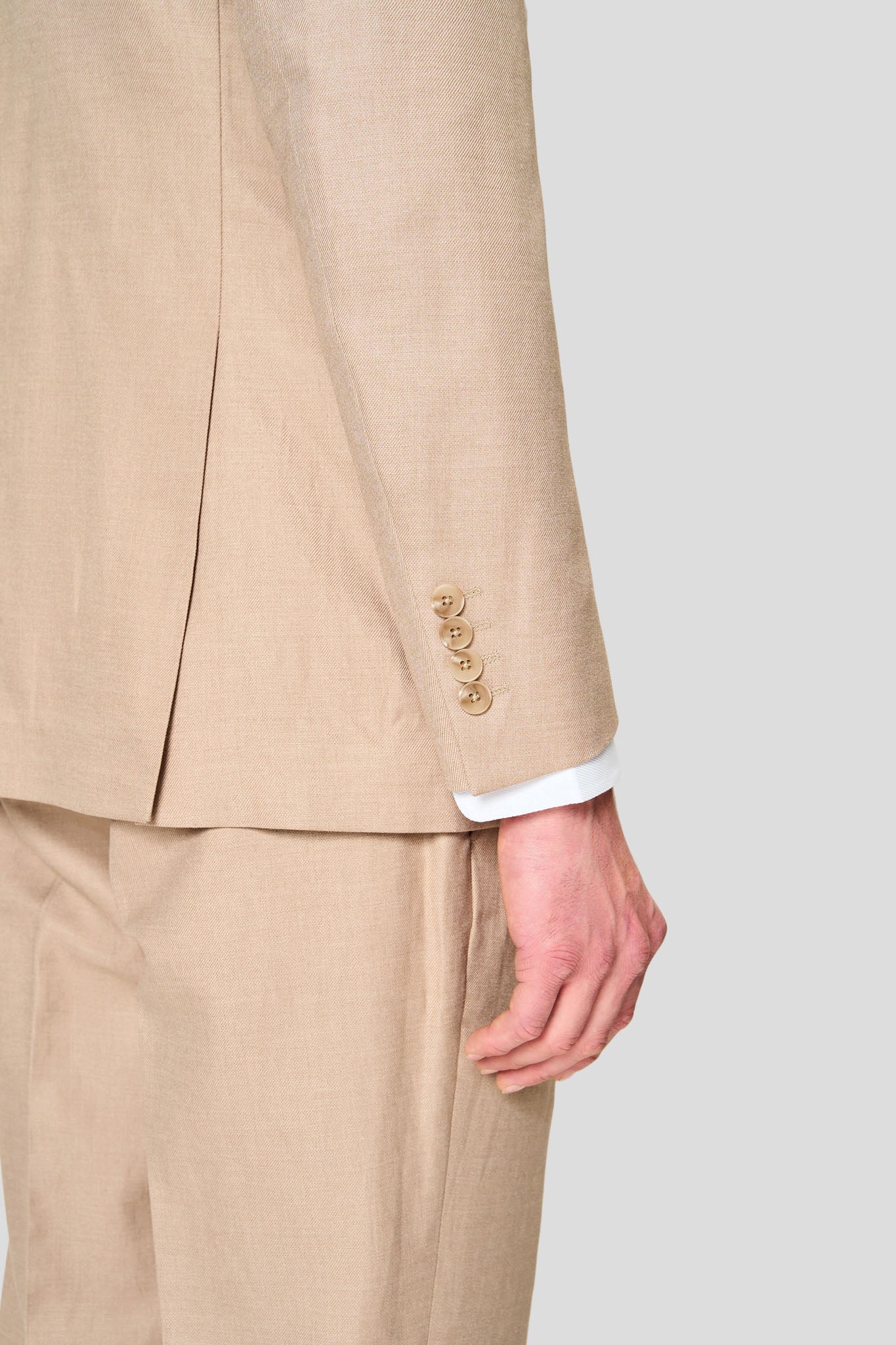 PRESTIGE sand three-piece hørjakkesæt