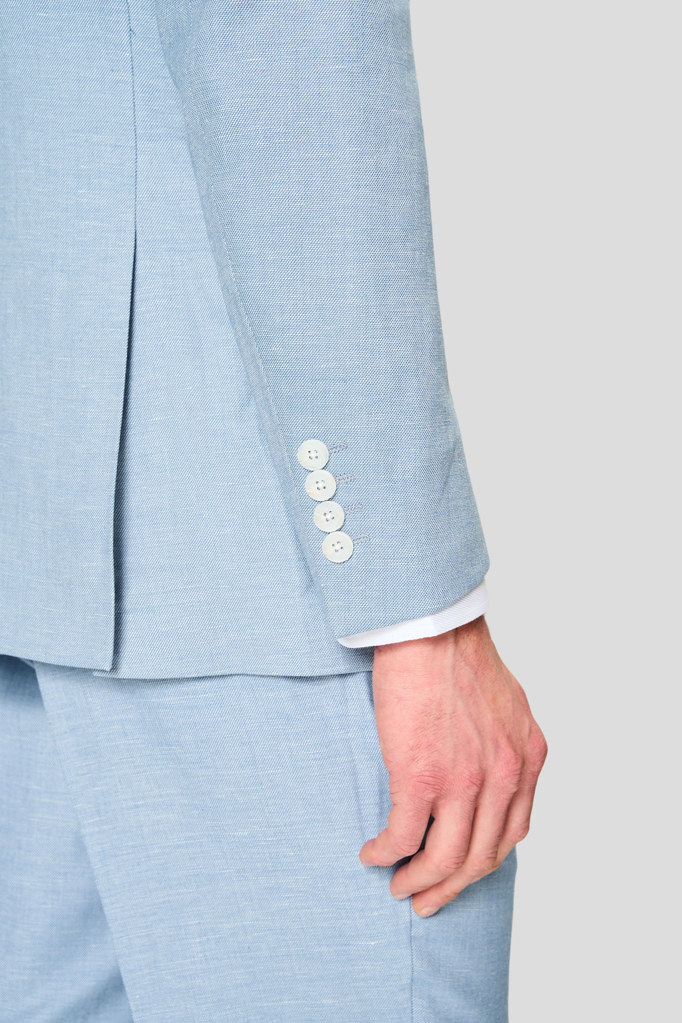 PRESTIGE lyseblåt three-piece hørjakkesæt