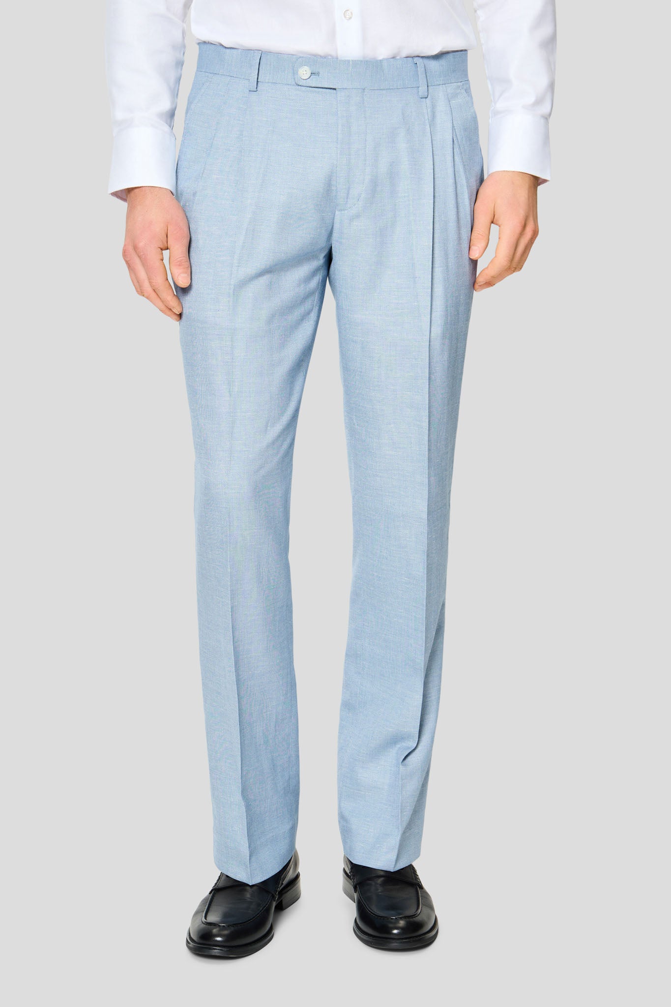 PRESTIGE lyseblåt three-piece hørjakkesæt