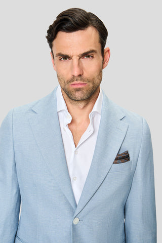 PRESTIGE lyseblåt hørjakkesæt