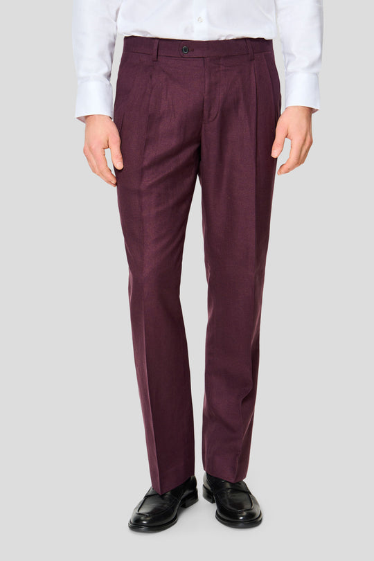 PRESTIGE bordeaux three-piece hørjakkesæt