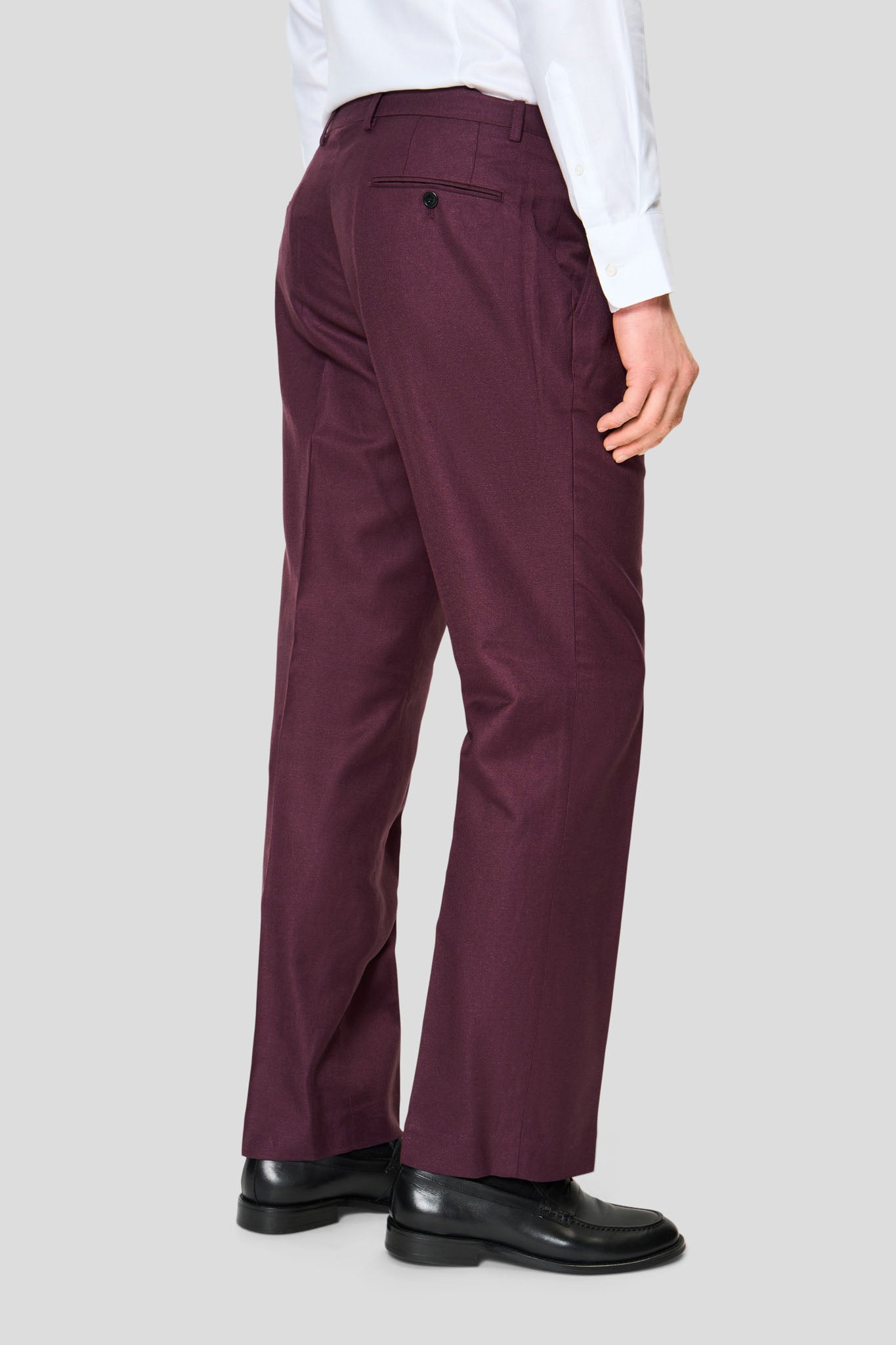 PRESTIGE vinrødt three-piece hørjakkesæt