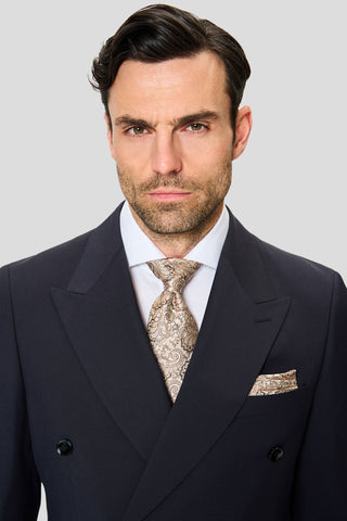 PREMIUM navy dobbeltradet blazer