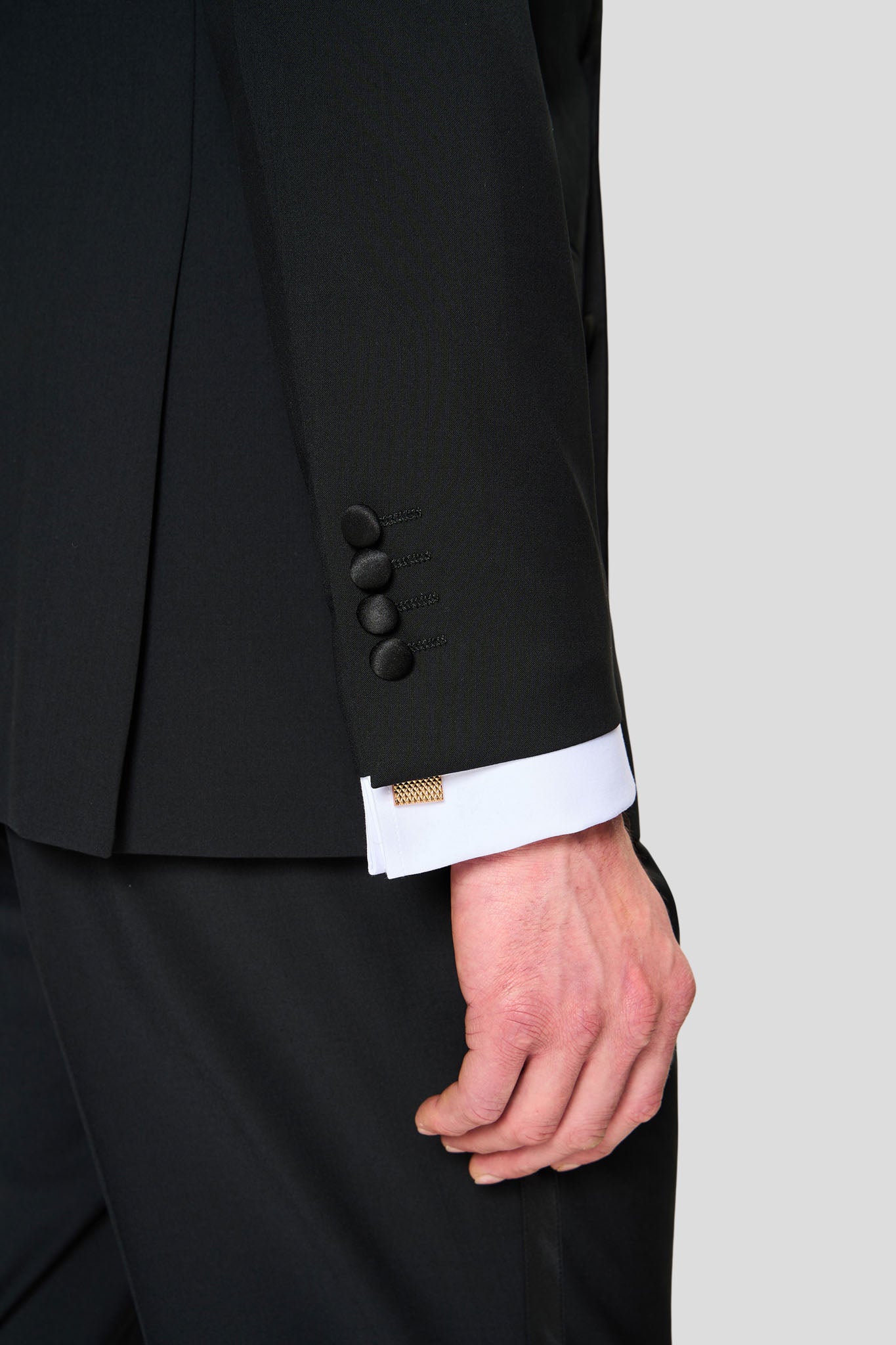 PREMIUM sort dobbeltradet smoking jakkesæt