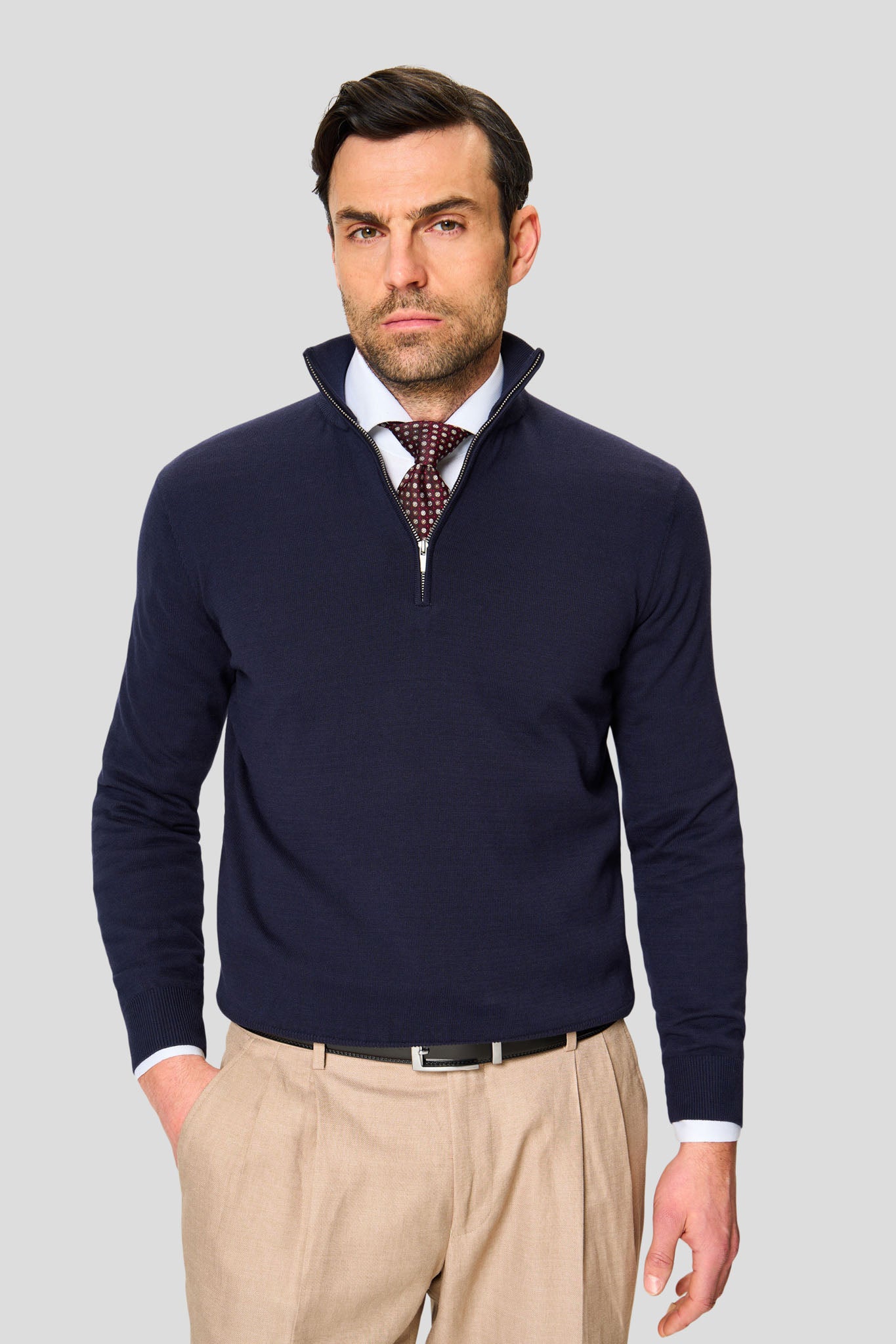 Navy half-zip striktrøje