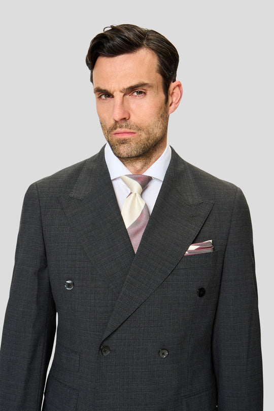EXCLUSIVE gråmeleret dobbeltradet blazer