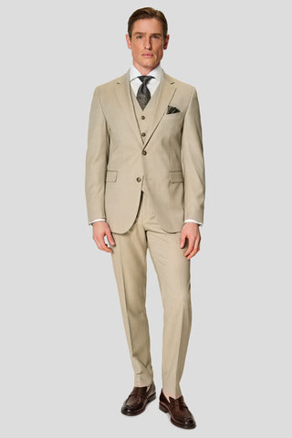 HERITAGE beige three-piece jakkesæt med sildeben