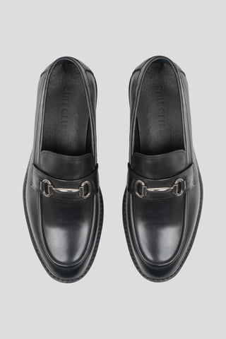 Sort chunky loafer med buckle