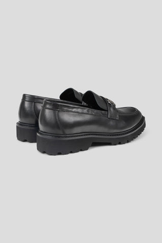 Sort chunky loafer med buckle