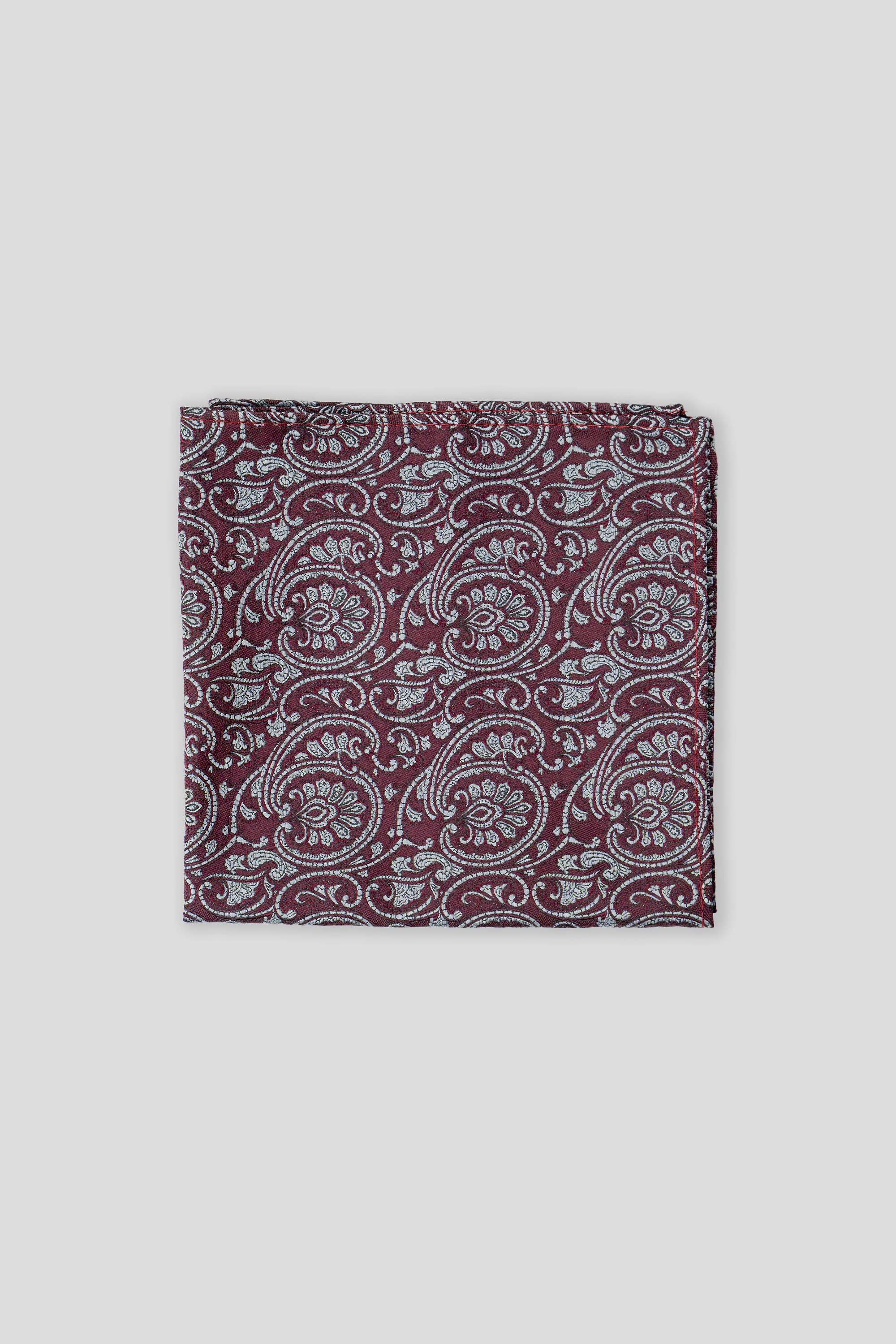 Bordeaux & hvid paisley lommeklud PVD