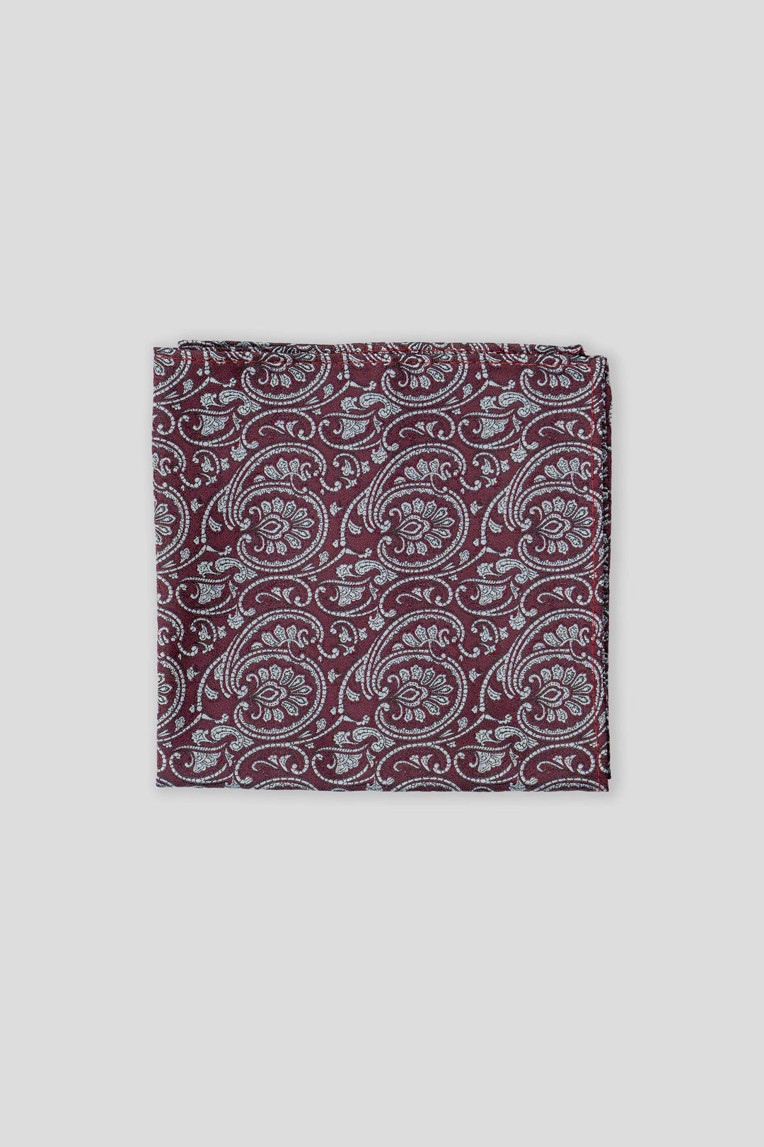 Bordeaux & hvid paisley lommeklud PVD