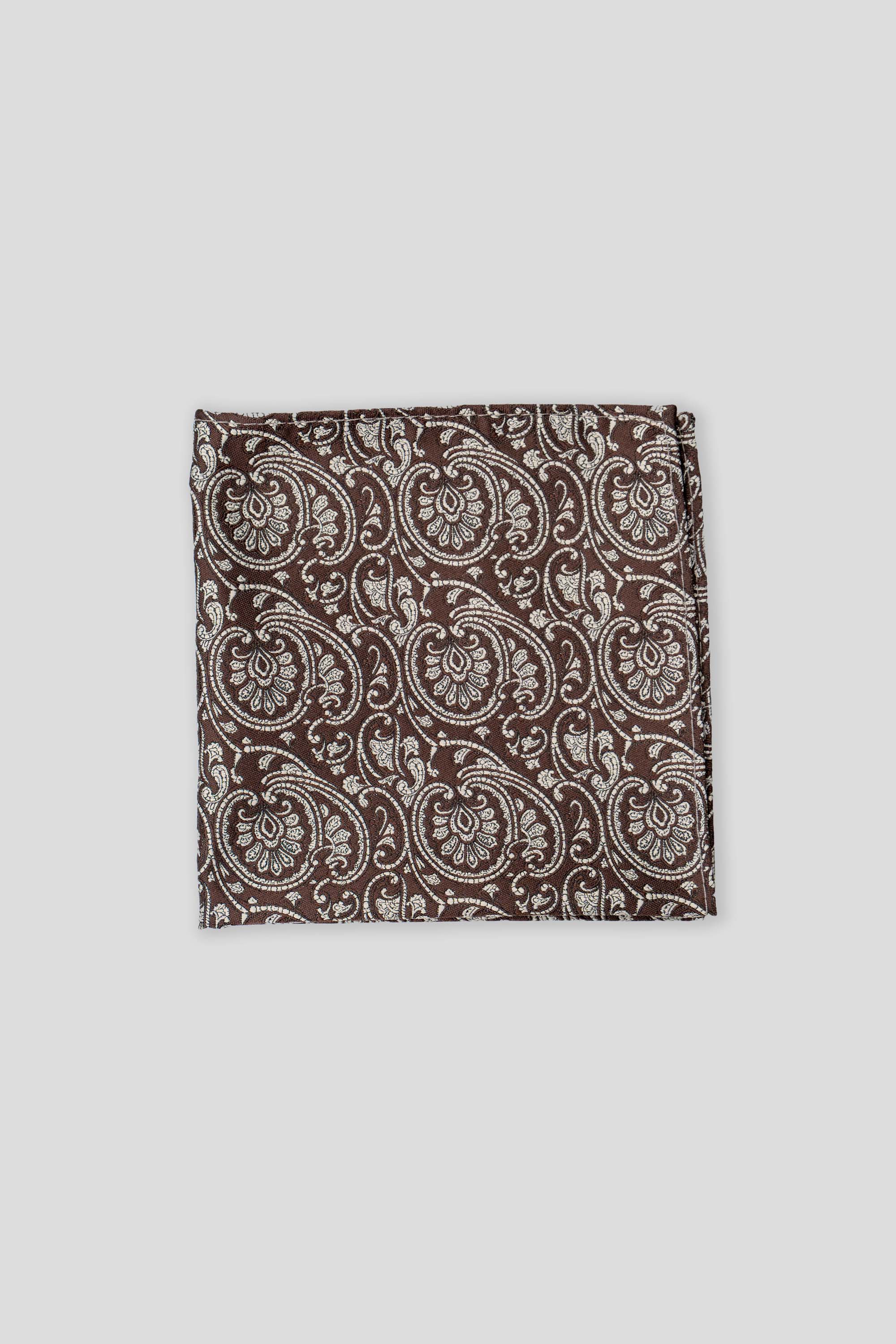 Brun & hvid paisley lommeklud PVD