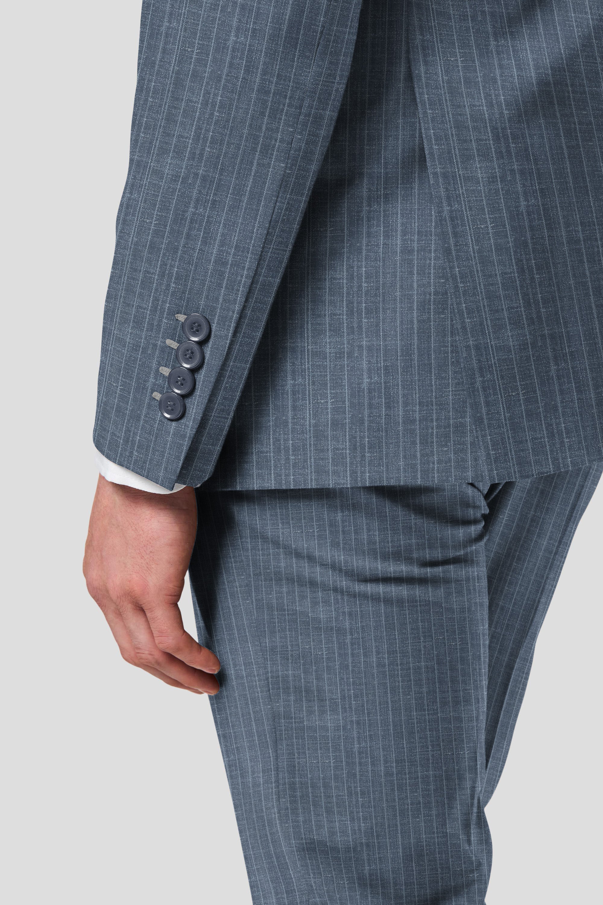 CUSTOM lyseblåt uld jakkesæt med nålestriber SUIT CLUB