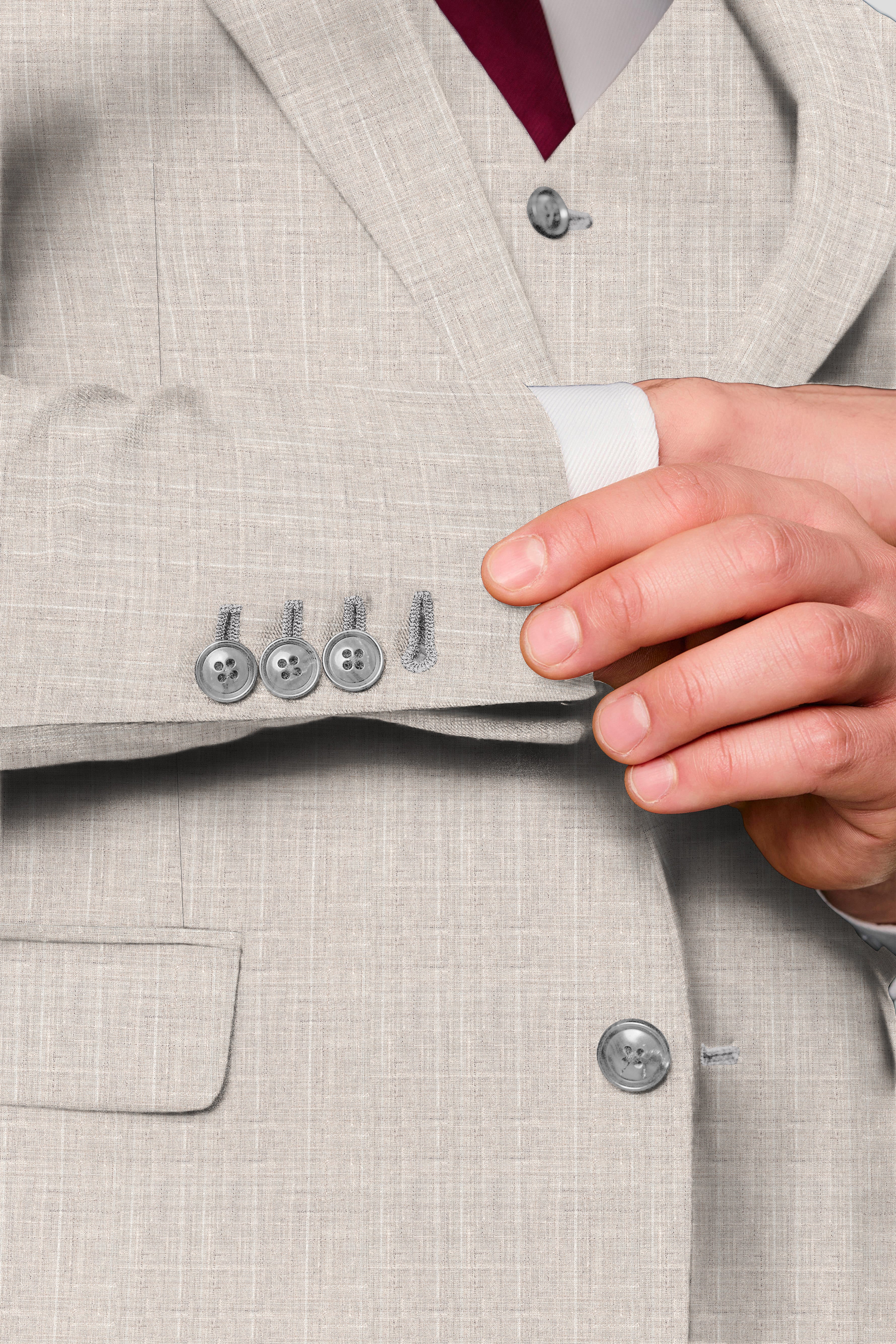 CUSTOM beige uld jakkesæt SUIT CLUB