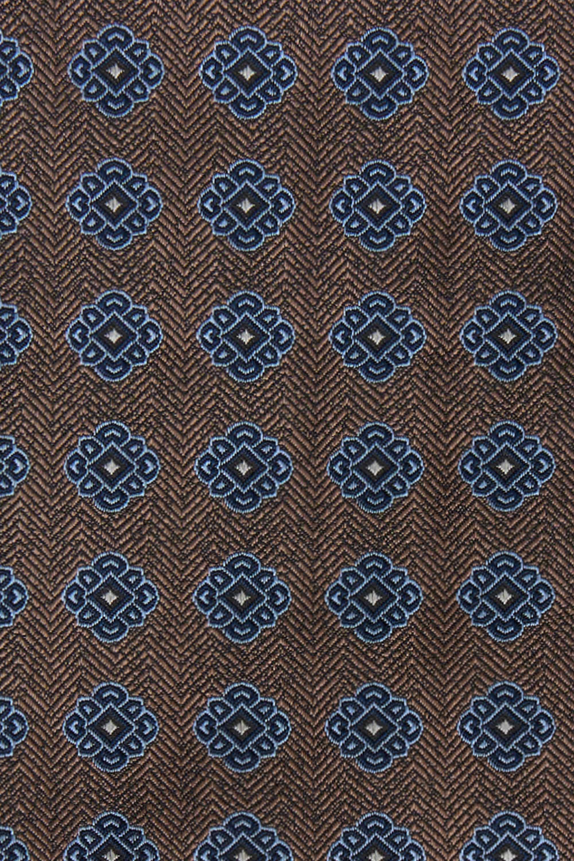 Brun og blå blomstret silkelommeklud PVD