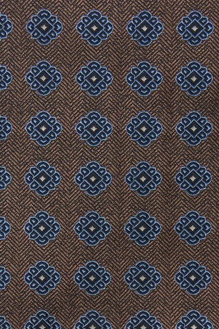 Brun og blå blomstret silkelommeklud PVD