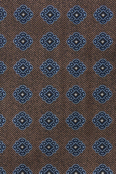 Slips og lommekluds pakke (Brunt og blåt blomstret i silke)