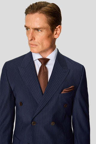 PREMIUM navy dobbeltradet jakkesæt med nålestriber PREMIUM