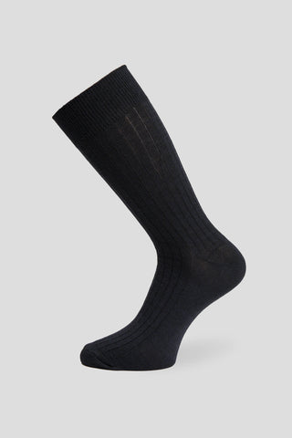 Exclusive sort ribbed uldstrømper Lindner