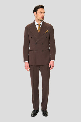 PRESTIGE mørkebrunt dobbeltradet jakkesæt PRESTIGE
