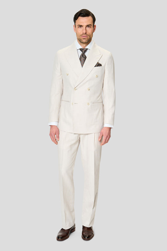 PRESTIGE off-white dobbeltradet hørblazer