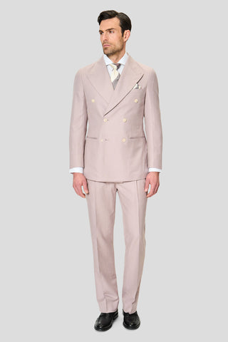 PRESTIGE rosa dobbeltradet hørjakkesæt