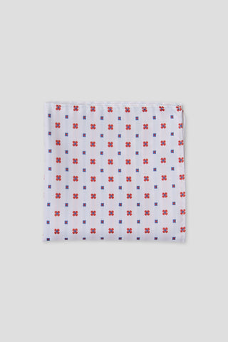 Hvid & rød blomstret lommeklud PVD