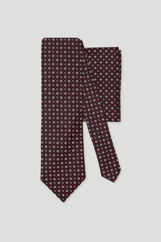 Slips og lommekluds pakke (Bordeaux blomstret i silke) suitclub.dk