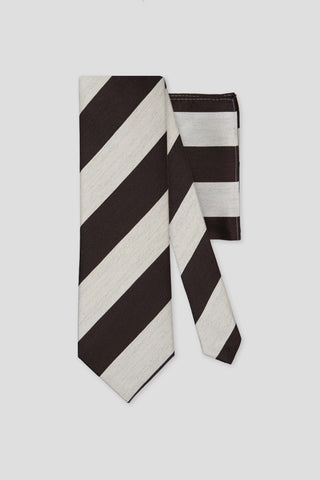 Slips og lommekluds pakke (Brunt stribet i silke) suitclub.dk