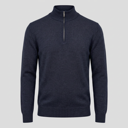 Navy merino quarter-zip striktrøje