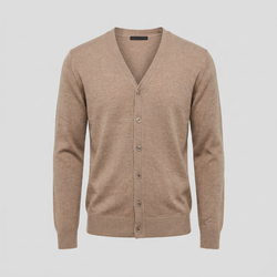 Sandfarbener Merino-Cardigan